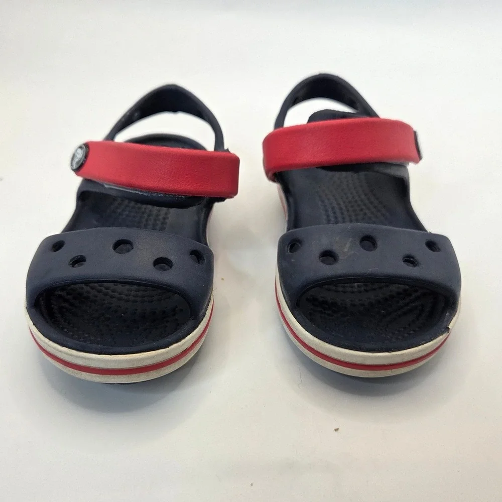 Crocs Crocband II Toddler Sandals Navy Blue Red White Size C6 Water Shoes Sporty